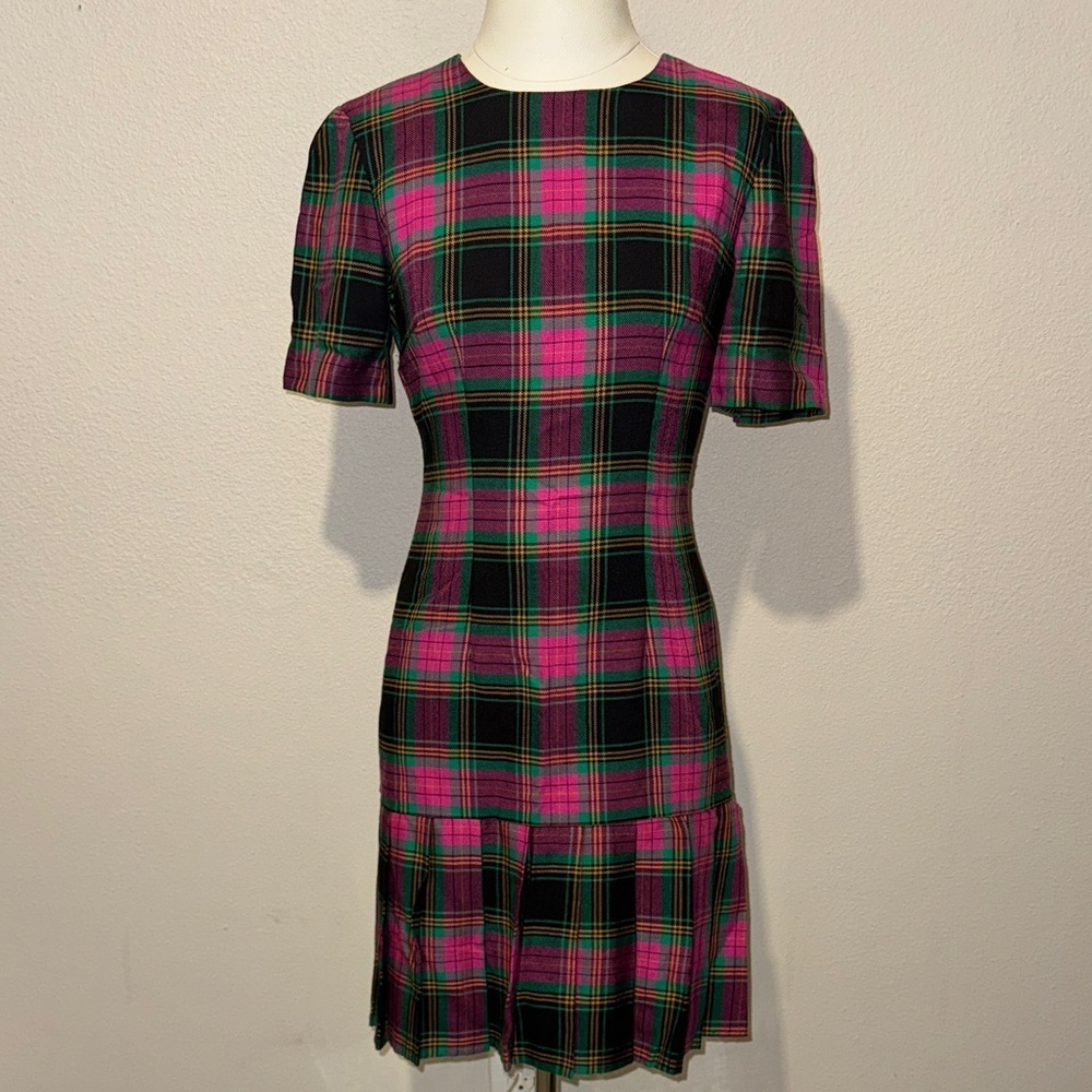 Misty Lane Vintage Plaid Drop Waist Women's Dress